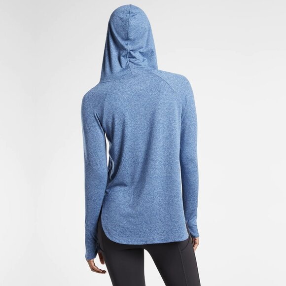 Athleta Uptempo Hoodie Sweatshirt Chrome Blue/ Light Chrom Small #A1157 - Picture 3 of 8